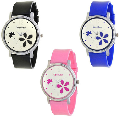 OpenDeal New Graceful Flower Multicolour Dial Analogue Watch For Girls & Women 302-17 Watch - For Girls
