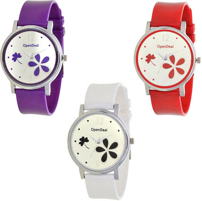 OpenDeal New Graceful Flower Multicolour Dial Analogue Watch For Girls & Women 302-32 Watch - For Girls
