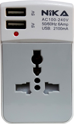 NIKA USB Charging & Adapter Worldwide Adaptor(White, Grey)