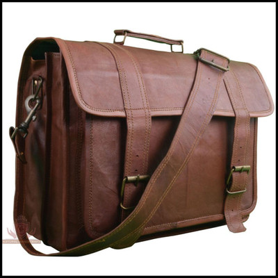

STYLOLEATHERBAGS Leather Messenger Bag Leather Laptop College Office Bag Messenger Bag(Brown, 18 inch)
