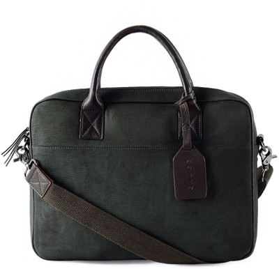 

Gauge Machine Leather Trim Laptop Bag Medium Briefcase - For Men & Women(Camel,Olive)