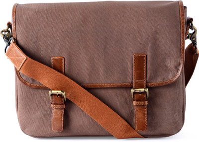 Gauge Machine Leather Trim Messenger Bag Medium Briefcase - For Men & Women(Camel,Olive)