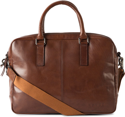 

Gauge Machine Leather Laptop Bag Medium Briefcase - For Men & Women(Tan)