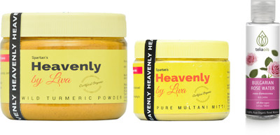 

Heavenly Organic Wild turmeric, Multani mitti and Rose water Combo!!!!(Set of 3)