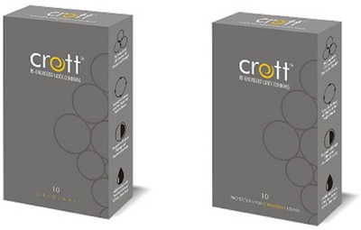 Crott india's first re-Energized dotteed condom with Orignal And strawberry Flavour Condom(Set of 2, 20S)