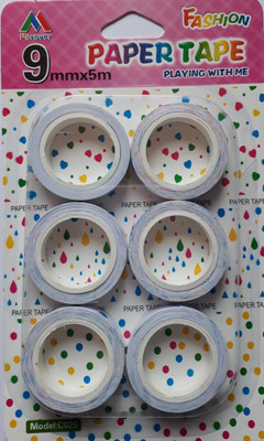 

BestUBuy Star, Dots, Music Note, Leaf, Heart and Drops Design Paper Tape Drafting Tape(9 mm x 5 m)