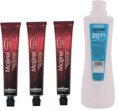 

L'oreal Paris Majirel No. 4.56 Brown Red Mahogany Reflect With Oxydant Creme 20 Vol 6% Developer (Set of 4) Hair Color(Majirel 4.56 Brown Red Mahogany Reflect)