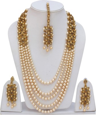 Lucky Jewellery Alloy Gold-plated Gold, White Jewellery Set(Pack of 1)