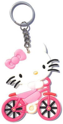 

PRiQ Hello Kitty on bicycle Rubber Keychain Key Chain