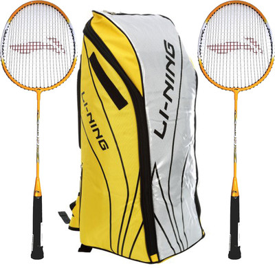 

Li-Ning Badminton Racquet+Kitbag Combo (ABSJ402 Badminton Kitbag, Yellow + Set of 2 Smash XP 710 Badminton Racquets) Badminton Kit