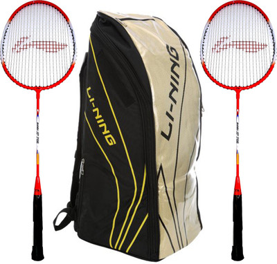 

Li-Ning Badminton Racquet+Kitbag Combo (ABSJ402 Badminton Kitbag, Black + Set of 2 Smash XP 709 Badminton Racquets) Badminton Kit