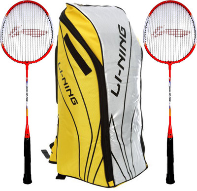 

Li-Ning Badminton Racquet+Kitbag Combo (ABSJ402 Badminton Kitbag, Yellow + Set of 2 Smash XP 809 Badminton Racquets) Badminton Kit