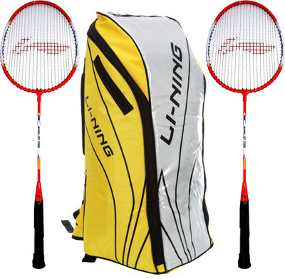 

Li-Ning Badminton Racquet+Kitbag Combo (ABSJ402 Badminton Kitbag, Yellow + Set of 2 Smash XP 709 Badminton Racquets) Badminton Kit