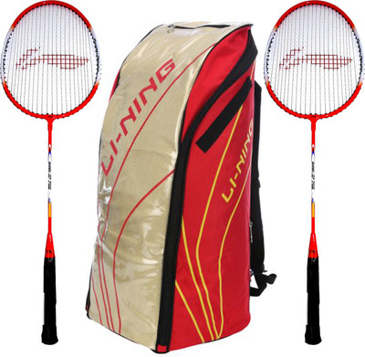 

Li-Ning Badminton Racquet+Kitbag Combo (ABSJ402 Badminton Kitbag, Red + Set of 2 Smash XP 709 Badminton Racquets) Badminton Kit