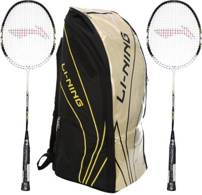 

Li-Ning Badminton Racquet+Kitbag Combo (ABSJ402 Badminton Kitbag, Black + Set of 2 Smash XP 808 Badminton Racquets) Badminton Kit