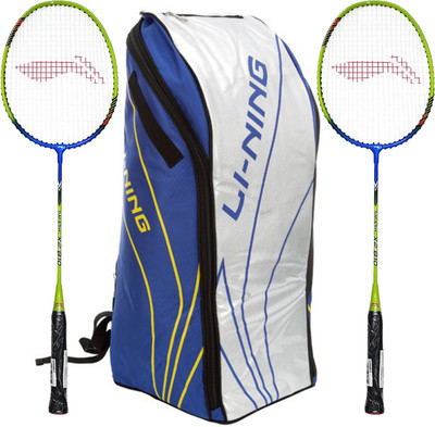 

Li-Ning Badminton Racquet+Kitbag Combo (ABSJ402 Badminton Kitbag, Blue + Set of 2 Smash XP 810 Badminton Racquets) Badminton Kit