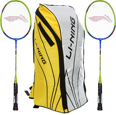 

Li-Ning Badminton Racquet+Kitbag Combo (ABSJ402 Badminton Kitbag, Yellow + Set of 2 Smash XP 810 Badminton Racquets) Badminton Kit