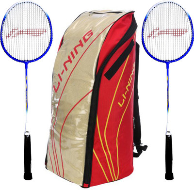 

Li-Ning Badminton Racquet+Kitbag Combo (ABSJ402 Badminton Kitbag, Red + Set of 2 Smash XP 707 Badminton Racquets) Badminton Kit