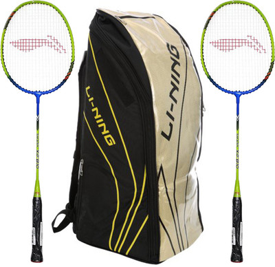 

Li-Ning Badminton Racquet+Kitbag Combo (ABSJ402 Badminton Kitbag, Black + Set of 2 Smash XP 810 Badminton Racquets) Badminton Kit