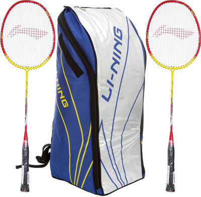 

Li-Ning Badminton Racquet+Kitbag Combo (ABSJ402 Badminton Kitbag, Blue + Set of 2 Smash XP 807 Badminton Racquets) Badminton Kit