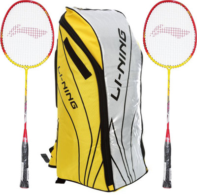 

Li-Ning Badminton Racquet+Kitbag Combo (ABSJ402 Badminton Kitbag, Yellow + Set of 2 Smash XP 807 Badminton Racquets) Badminton Kit