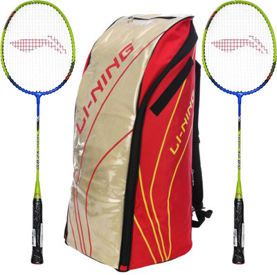 

Li-Ning Badminton Racquet+Kitbag Combo (ABSJ402 Badminton Kitbag, Red + Set of 2 Smash XP 810 Badminton Racquets) Badminton Kit