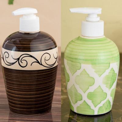 

Sforzi Ceramic soap dispenser combo 700 ml Lotion, Shampoo, Soap Dispenser(Multicolor)
