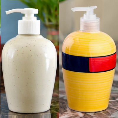 

Sforzi Ceramic soap dispenser combo 700 ml Lotion, Shampoo, Soap Dispenser(Multicolor)
