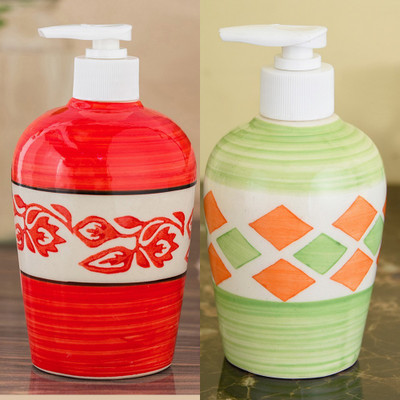 

Sforzi Ceramic soap dispenser combo 700 ml Lotion, Shampoo, Soap Dispenser(Multicolor)