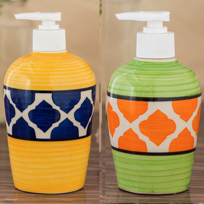 

Sforzi Ceramic soap dispenser combo 700 ml Lotion, Shampoo, Soap Dispenser(Multicolor)