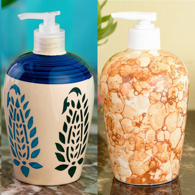 

Sforzi Ceramic soap dispenser combo 450 ml Lotion, Shampoo, Soap Dispenser(Multicolor)