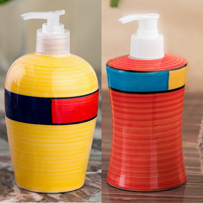 

Sforzi Ceramic soap dispenser combo 700 ml Lotion, Shampoo, Soap Dispenser(Multicolor)