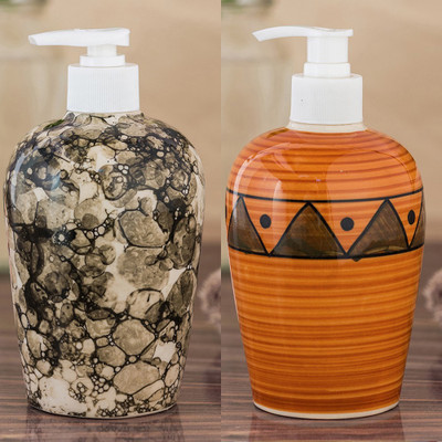 

Sforzi Ceramic soap dispenser combo 700 ml Lotion, Shampoo, Soap Dispenser(Multicolor)