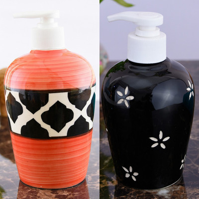 

Sforzi Ceramic soap dispenser combo 700 ml Lotion, Shampoo, Soap Dispenser(Multicolor)