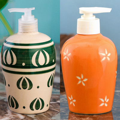 

Sforzi Ceramic soap dispenser combo 700 ml Lotion, Shampoo, Soap Dispenser(Multicolor)