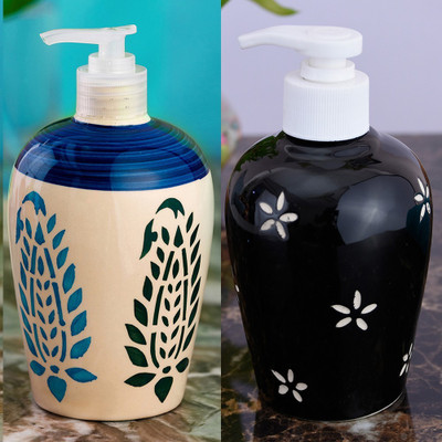 

Sforzi Ceramic soap dispenser combo 700 ml Lotion, Shampoo, Soap Dispenser(Multicolor)