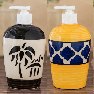 

Sforzi Ceramic soap dispenser combo 450 ml Lotion, Shampoo, Soap Dispenser(Multicolor)