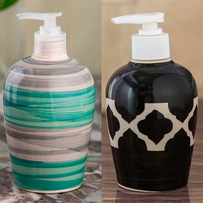 

Sforzi Ceramic soap dispenser combo 700 ml Lotion, Shampoo, Soap Dispenser(Multicolor)