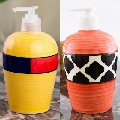 

Sforzi Ceramic soap dispenser combo 450 ml Lotion, Shampoo, Soap Dispenser(Multicolor)