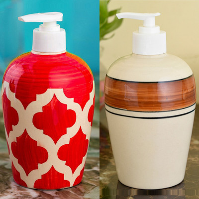 

Sforzi Ceramic soap dispenser combo 450 ml Lotion, Shampoo, Soap Dispenser(Multicolor)