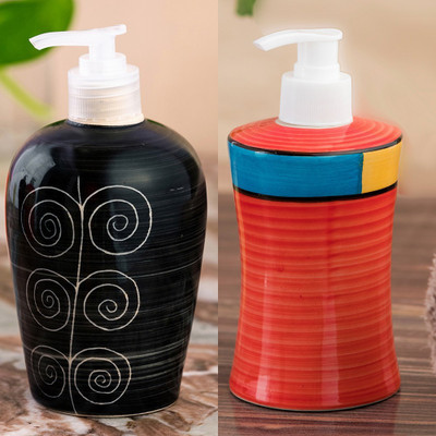 

Sforzi Ceramic soap dispenser combo 700 ml Lotion, Shampoo, Soap Dispenser(Multicolor)