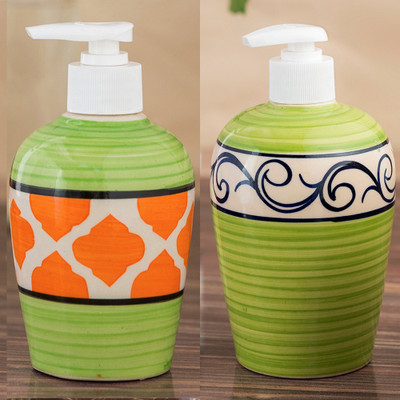 

Sforzi Ceramic soap dispenser combo 700 ml Lotion, Shampoo, Soap Dispenser(Multicolor)