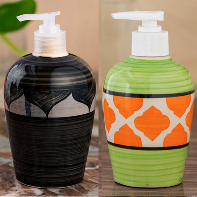 

Sforzi Ceramic soap dispenser combo 700 ml Lotion, Shampoo, Soap Dispenser(Multicolor)