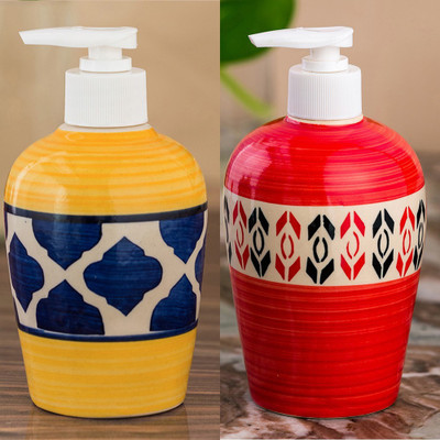

Sforzi Ceramic soap dispenser combo 700 ml Lotion, Shampoo, Soap Dispenser(Multicolor)