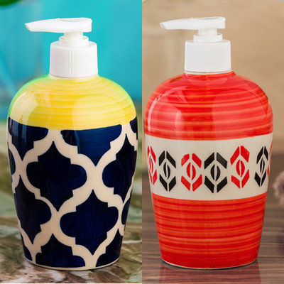 

Sforzi Ceramic soap dispenser combo 450 ml Lotion, Shampoo, Soap Dispenser(Multicolor)