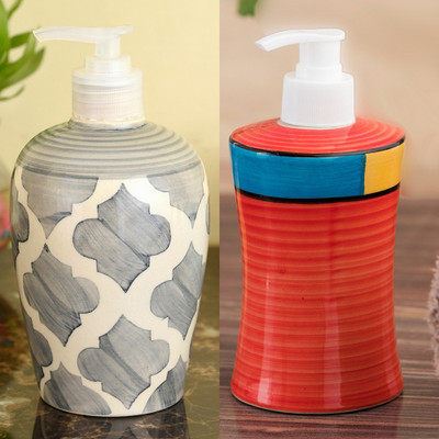 

Sforzi Ceramic soap dispenser combo 700 ml Lotion, Shampoo, Soap Dispenser(Multicolor)