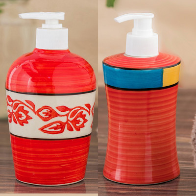 

Sforzi Ceramic soap dispenser combo 700 ml Lotion, Shampoo, Soap Dispenser(Multicolor)