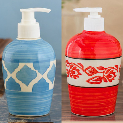 

Sforzi Ceramic soap dispenser combo 700 ml Lotion, Shampoo, Soap Dispenser(Multicolor)