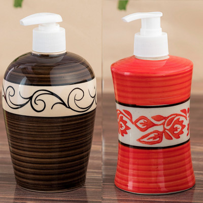 

Sforzi Ceramic soap dispenser combo 700 ml Lotion, Shampoo, Soap Dispenser(Multicolor)
