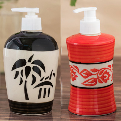 

Sforzi Ceramic soap dispenser combo 700 ml Lotion, Shampoo, Soap Dispenser(Multicolor)